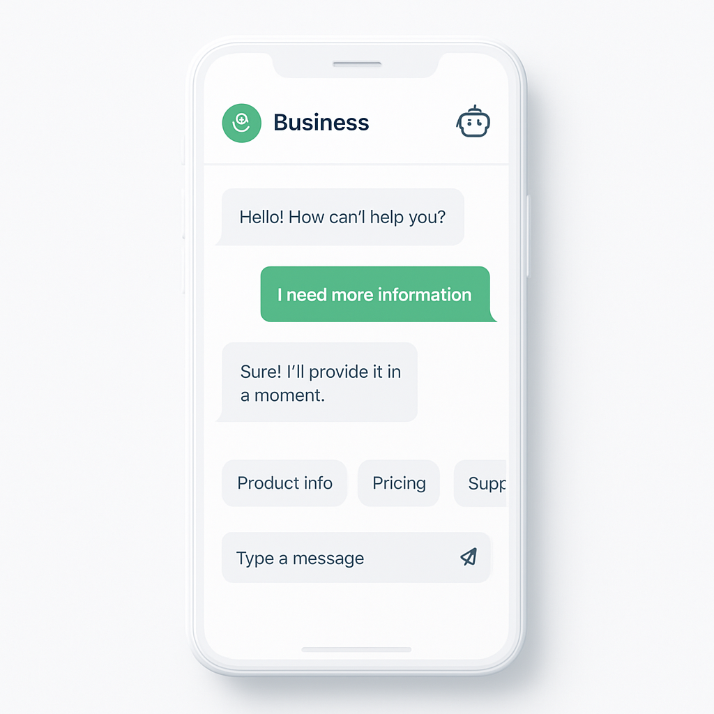 WhatsApp business automation chat interface with automated replies